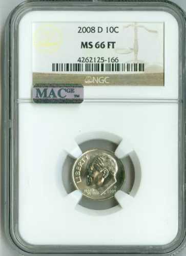 2008 D MS66 FT NGC MAC PQ ダイム、ビジネス、フルトーチ、低ポップ、ホワイト、スポッツレス!