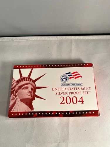 2004年Sミント発行の米国造幣局製シルバープルーフセット（政府発行のオリジナルパッケージ入り、鑑定書付き）