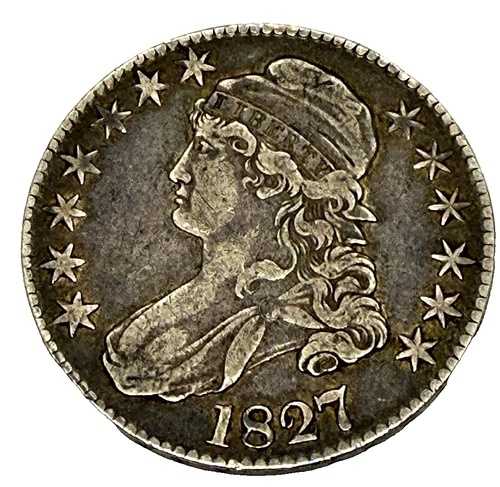 1827年 キャップドバスト シルバーハーフダラー スクエアベース 状態良好 オリジナルトーン 42,900円