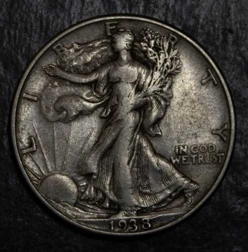 1938年 D ウォーキングリバティハーフダラー XF ロット3815