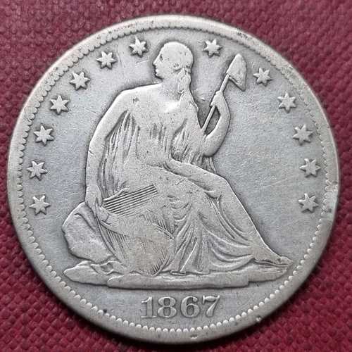 1867年 S シーテッド・リバティ ハーフダラー 50セント 良品 #80443
