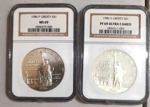 1986年 S&P リバティ銀貨 現代記念品 $1 MS 69 NGC