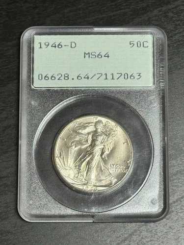 1946年 Dミント ウォーキングリバティハーフダラー PCGS MS64 OGH ラトラーホルダー (スラブ3162)