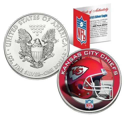 カンザスシティ・チーフス 1オンス .999純銀 アメリカンイーグル 1ドル硬貨 NFL公式ライセンス商品