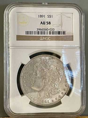 1891年Pミント モルガンドル NGC AU58