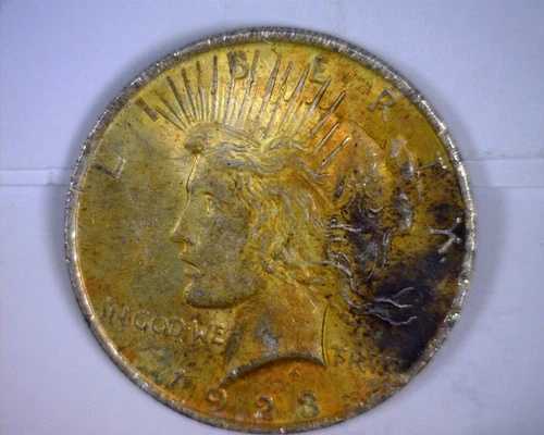 美しい色合いの未使用1923年ピースリバティ銀貨（アメリカ合衆国）