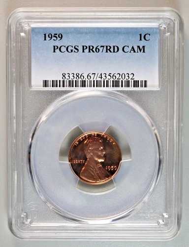 1959年 P リンカーン記念セント PCGS PR 67RD CAM - 高グレード!
