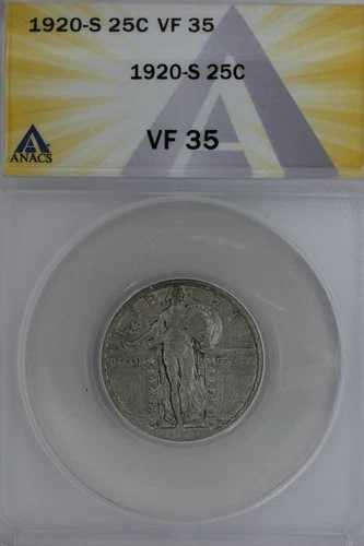 1920-S .25 ANACS VF 35 スタンディング・リバティ・クォーター、リバティ25セント