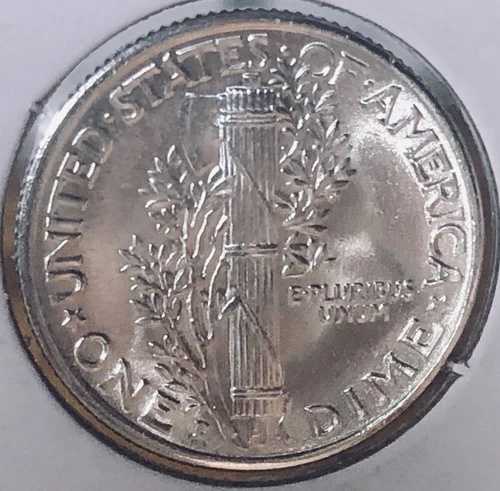 1943年 D FSB BU マーキュリーヘッドダイム 未使用品（セット/アルバム/コレクションより）。白色コイン。