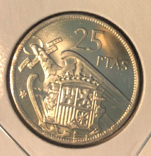 1957年 (72)スペイン 25ペセタ プルーフ銅ニッケルコイン - 希少 - KM#787 - 発行枚数\u003d30,000枚