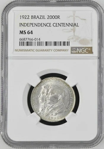 ブラジル 2000 レイス 1922 独立100周年 NGC MS 64