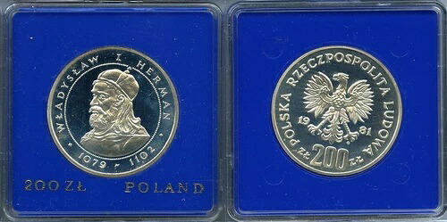 1981年 ポーランド シルバー プルーフ 200 ZL King Wladislaw I Herman- 36,465円