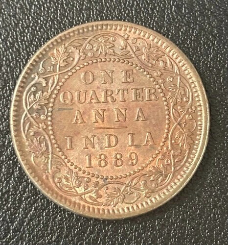 1889年 -イギリス領インド - ワンクォーター・アンナ-