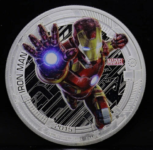 2015年ニウエ 1オンス 2ドル マーベル アイアンマン 0.999ドル 銀貨