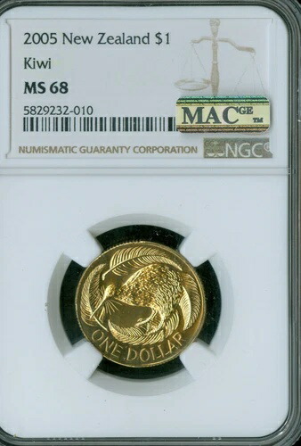 2005年 ニュージーランドドル NGC MS68 2ND PHINES MAC SPOTLESS 3,000枚 発行 *
