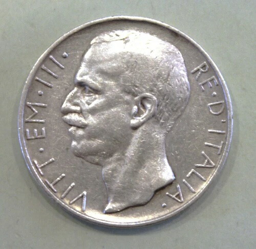 S12 - イタリア 10リラ 1927-R 極美品 + 銀貨 - *FERT* - 希少タイプ