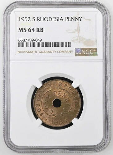サザンローデシア 1ペニー 1952年 NGC MS 64 RB-