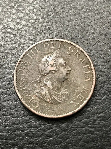 1799年 ハーフペニー ブリタニア 英国ジョージ 3世 銅コイン #1799-gewl-