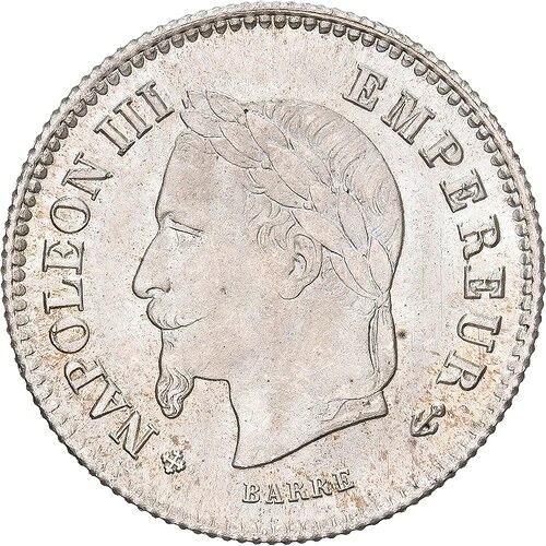[#138149] フランス、ナポレオン 3 世、20 サンタイム、1867 年、ストラスブール、シルバー、ミシシッピ州
