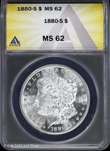 1880-S 1ドル モルガン銀貨 ANACS MS 62 | 未流通 UNC