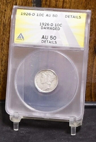 1926-D マーキュリーダイム - ANACS AU 詳細、破損あり (#60089-L)
