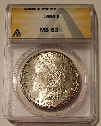 1885年モルガン銀貨 MS63 ANACS リムトーニング