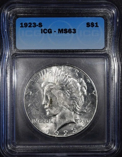 1923-S ピースシルバードル「ICG MS63」 *2点目以降送料無料*