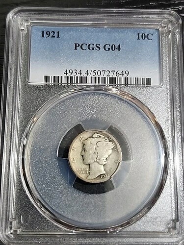 1921年 シルバー マーキュリーダイム グレード G4 PCGS 送料無料 -
