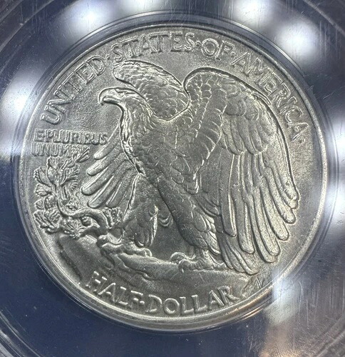 1945年 P ウォーキング リバティ ハーフ ドル ANACS MS64 ??素晴らしい光沢と強い打痕??