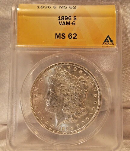 1896-P モーガン シルバー ドル *明るい白* MS-62 VAM-6 見つけるのは簡単ではありません!