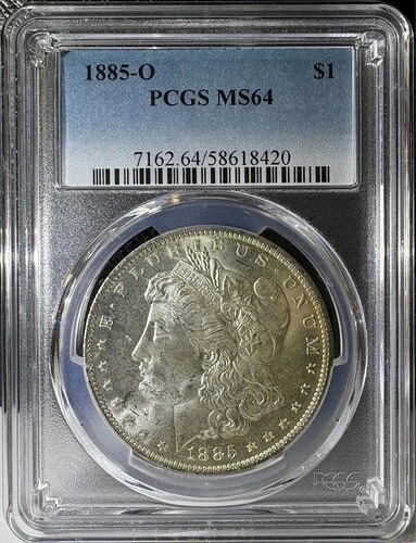 1885-O 1ドルモルガン銀貨 PCGS MS64 (420)