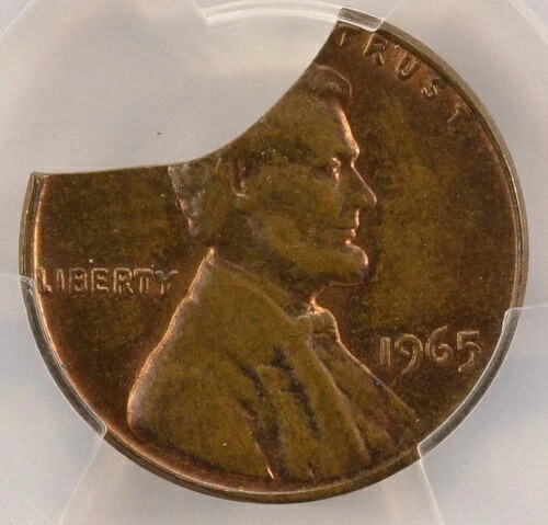 1965年 1セント リンカーン セント 15% カーブクリップ PCGS MS63 RB