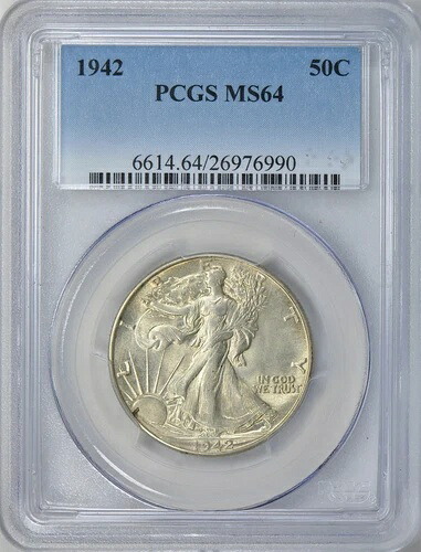 1942年 リバティウォーキング ハーフダラー PCGS MS64