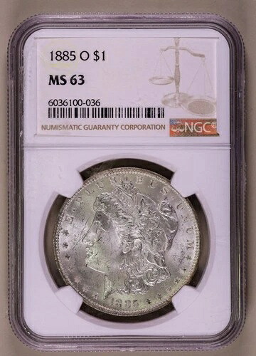 1885年-O モーガンドル NGC MS63 *** レア オリジナルコイン **-
