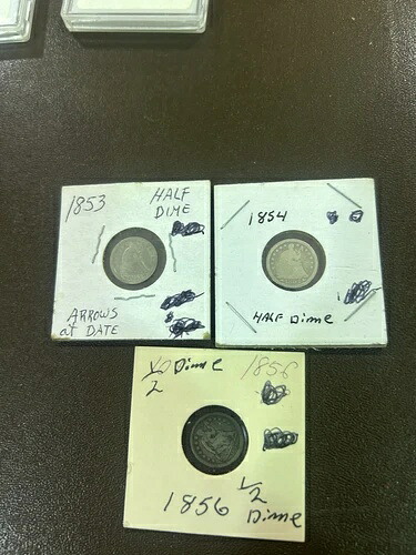 1853年、1854年、1856年の1/2ダイムが格安！写真をご覧ください。他にも多数出品していますので、ぜひご覧ください??