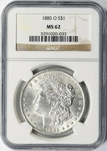 1885-O モルガン銀貨 $1 NGC MS62