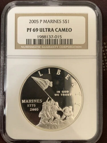 2005年 P 海兵隊 シルバー プルーフ ドル NGC PF69 ウルトラカメオ