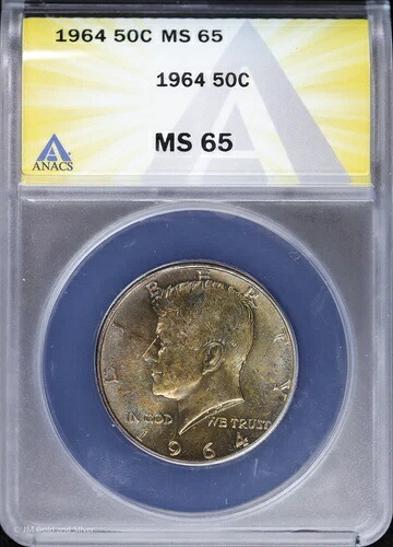 1964年 P 50セント ケネディ ハーフドル ANACS MS 65 | トーニング 未流通 UNC BU