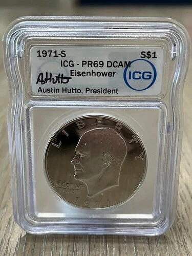 1971年 S アイゼンハワー ドル ICG PR69 DCAM ICG 社長オースティン・ハットーのサイン入り