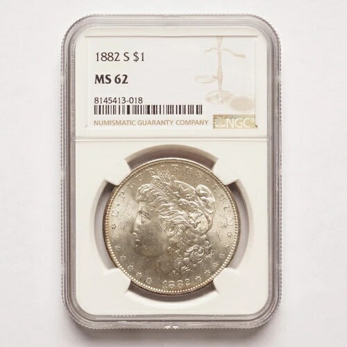 1882-S モルガン銀貨 NGC MS62