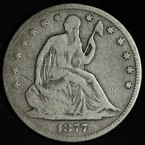 1877-S 着席リバティ シルバー ハーフドル 美品 E296 ZER