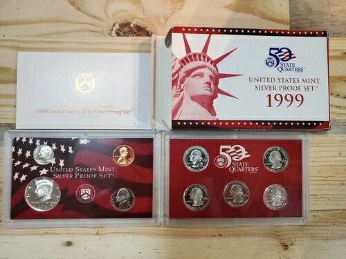 1999年 米国造幣局 シルバープルーフセット9コイン 真正証明書付き