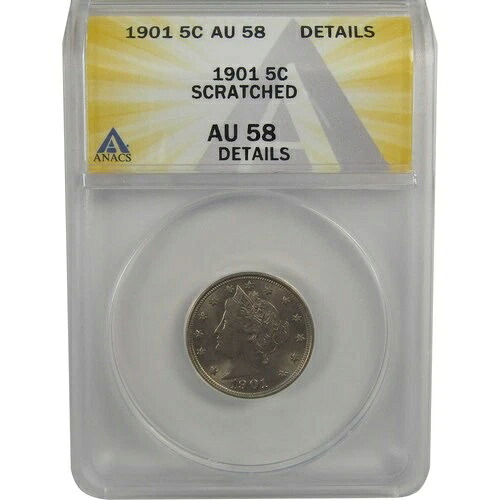 1901年 リバティヘッド V ニッケル AU 58 詳細 ANACS 5セントコイン SKU:I22319 37,895円