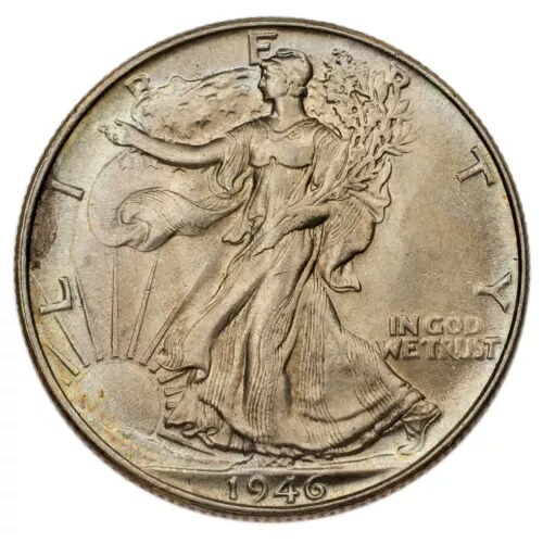 1946年 シルバー ウォーキング リバティ ハーフ ドル 50セント (Gem BU コンディション) 37,895円