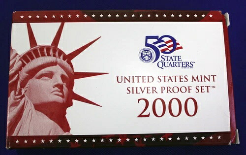 2000年代の米国製シルバープルーフセット。米国製、赤箱入り、鑑定書付き