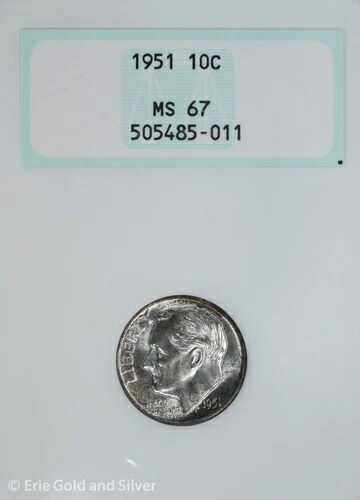 1951年 10セント ルーズベルト ダイム NGC MS 67 | Gen 4.0 TEAV グリーンファットホルダー 37,895円