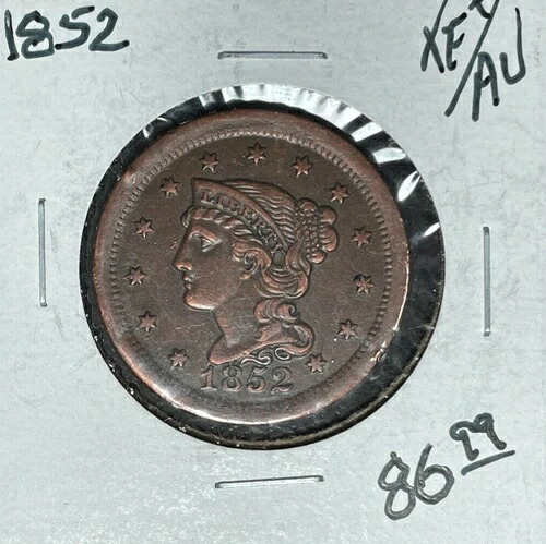 1852年 編み込みヘア ラージセント ~ XF+/AU ~良品~