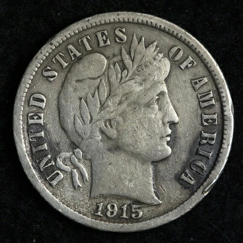 1915-S バーバー シルバーダイム XF 希少！ E217 JCM