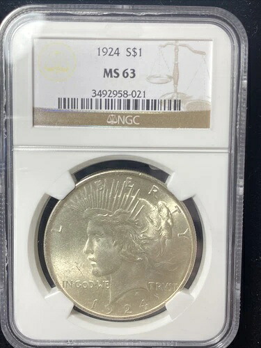 1924年 1ドル 平和ドル NGC MS63 #3492958-021