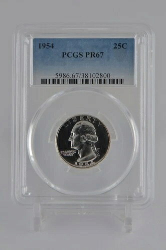 PR67 1954 PCGS グレーデッド シルバー ワシントン クォーター ライトカメオルック プルーフコイン #800